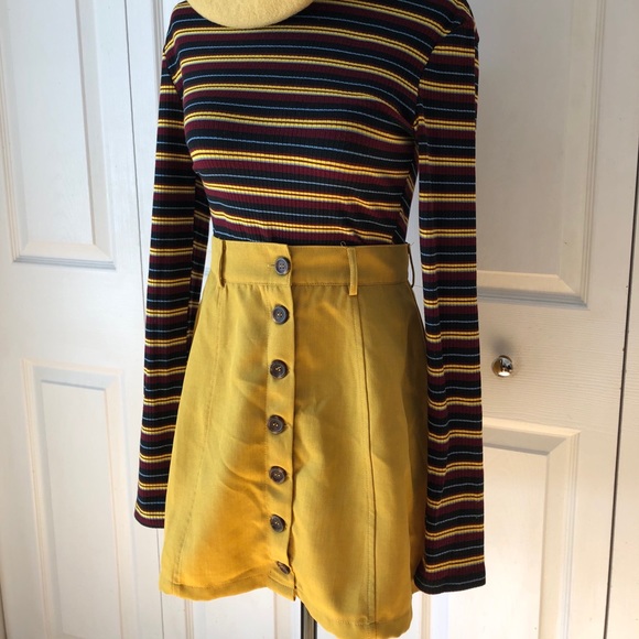 Yellow Button Up Skirt - Picture 5 of 9